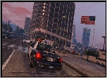 Gra, GTA5, Samochód policyjny, Skrzyżowanie